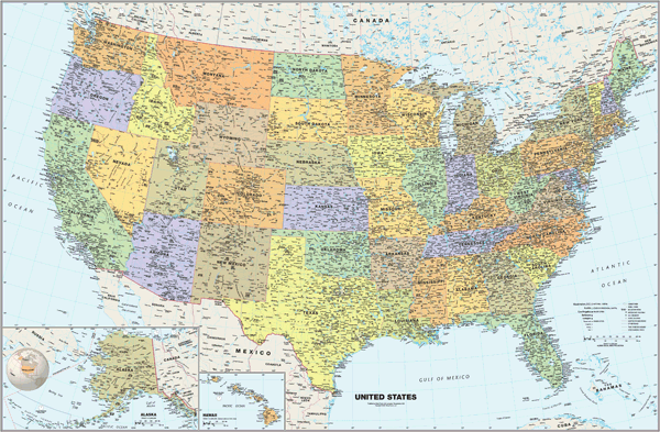 Classic USA Wall Map