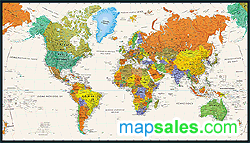 Contemporary World Wall Map in Spanish GeoNova