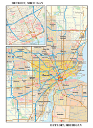 Detroit, MI Wall Map
