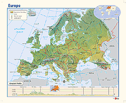 Europe Physical Wall Map