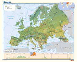 Europe Physical Wall Maps by GeoNova