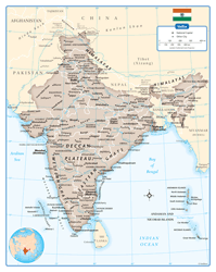 India Wall Map GeoNova