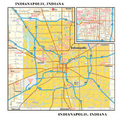Indianapolis, IN Wall Map