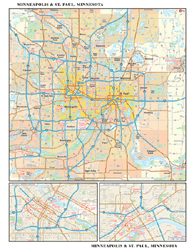 Minneapolis and St. Paul, MN Wall Map