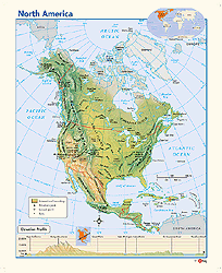 North America Physical Wall Maps by GeoNova
