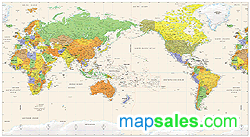 Pacific Centered World Wall Map GeoNova