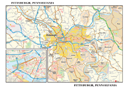 Pittsburgh, PA Wall Map