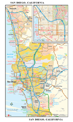 San Diego, CA Wall Map