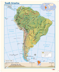 South America Physical Wall Maps by GeoNova