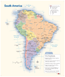 South America Political Wall Maps by GeoNova