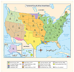 USA Territorial Growth Wall Map GeoNova