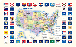 US Flags Wall Map GeoNova
