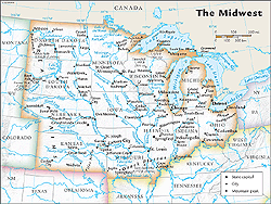 US Midwest Regional Wall Map GeoNova