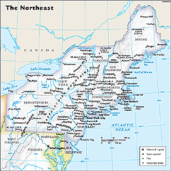 US Northeast Regional Wall Map