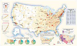 US Population Wall Map GeoNova