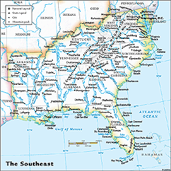US Southeast Regional Wall Map GeoNova