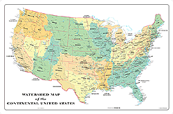 US Watershed Wall Map