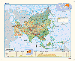 Asia Physical Wall Map