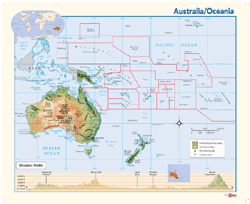 Australia Physical Wall Map GeoNova