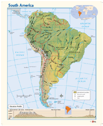 South America Physical Wall Map