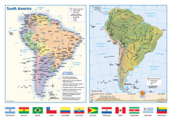 South America Flags Wall Map