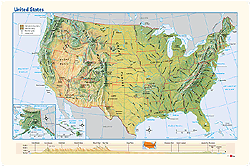 USA Physical Wall Map