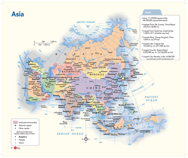 Asia Political Wall Map