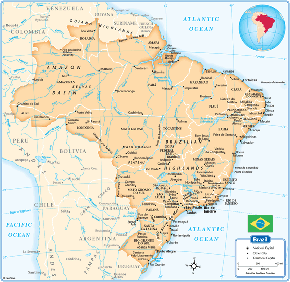 Brazil Wall Map