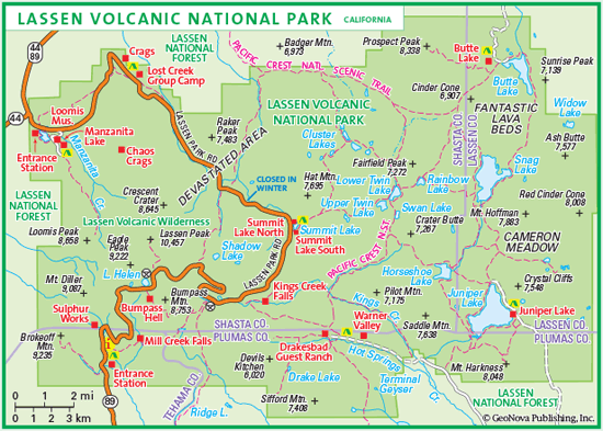 Lassen Volcanic National Park Wall Map