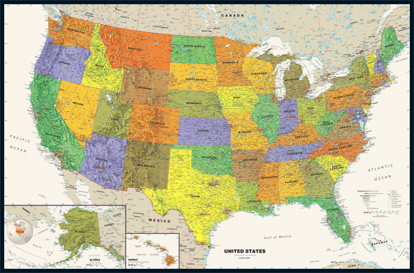 Contemporary USA Wall Map