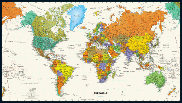 Contemporary World Wall Map