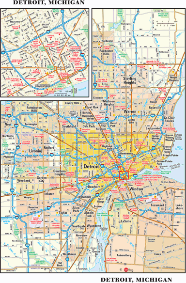 Detroit, MI Wall Map