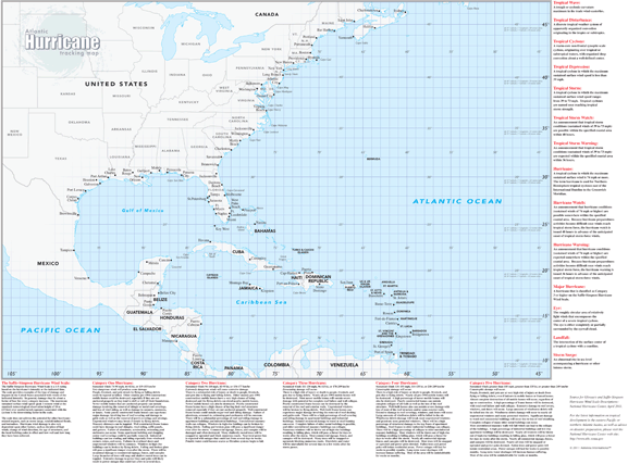 Hurricane Tracking Wall Map