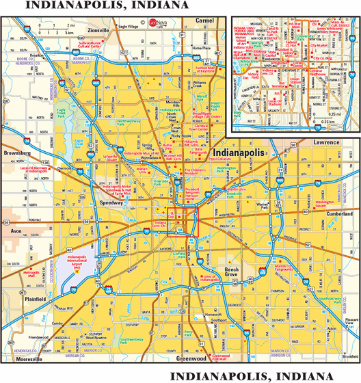 Indianapolis, IN Wall Map