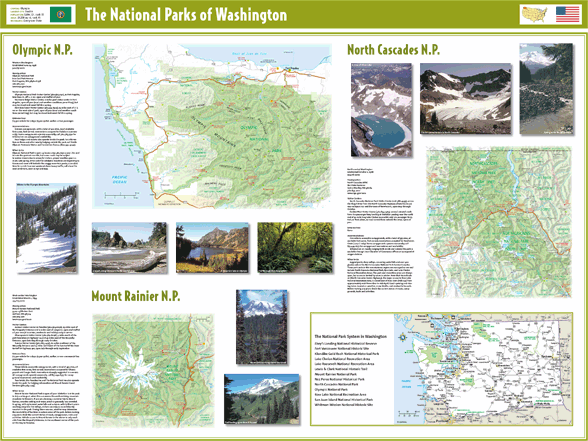 The National Parks of Washington Wall Map
