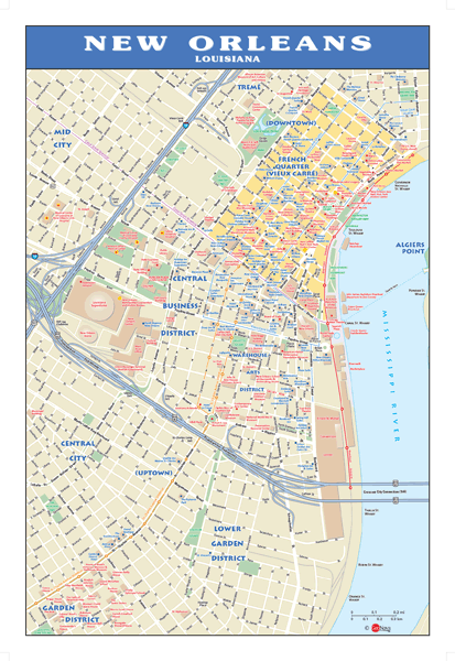 New Orleans, LA Wall Map