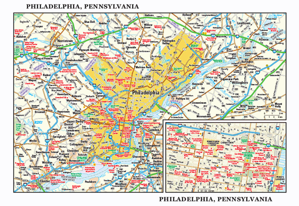 Philadelphia, PA Wall Map