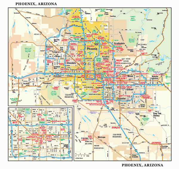 Phoenix, AZ Wall Map