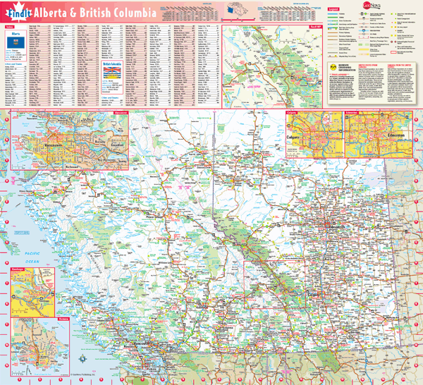 Alberta and British Columbia Wall Map