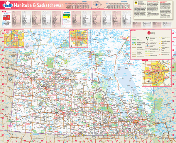 Manitoba and Saskatchewan Wall Map