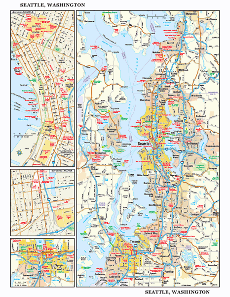 Seattle, WA Wall Map