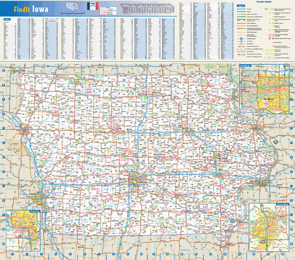 Iowa Wall Map