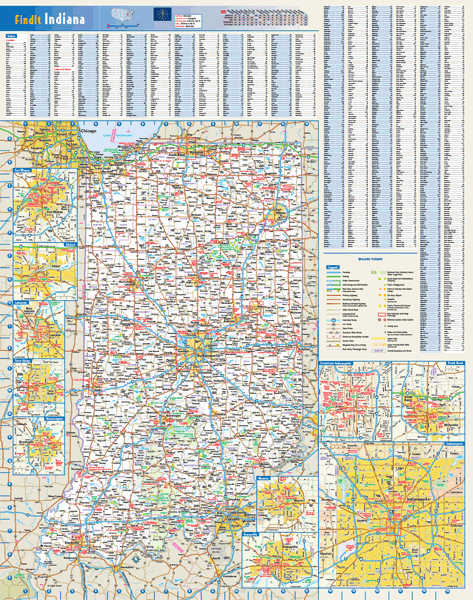 Indiana Wall Map