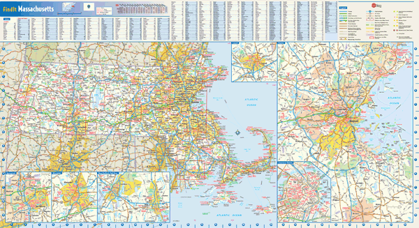 Massachusetts Wall Map