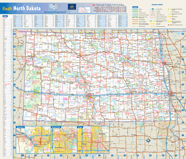 North Dakota Wall Map