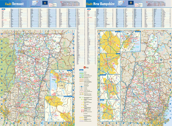 New Hampshire and Vermont Wall Map