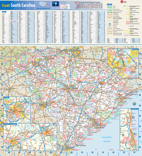 South Carolina Wall Map