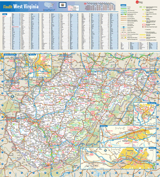 West Virginia Wall Map