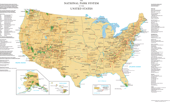 National Park System of the United States Wall Map
