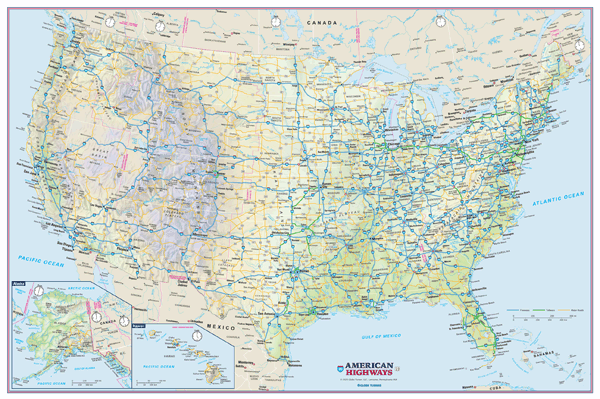 US Interstate Wall Map